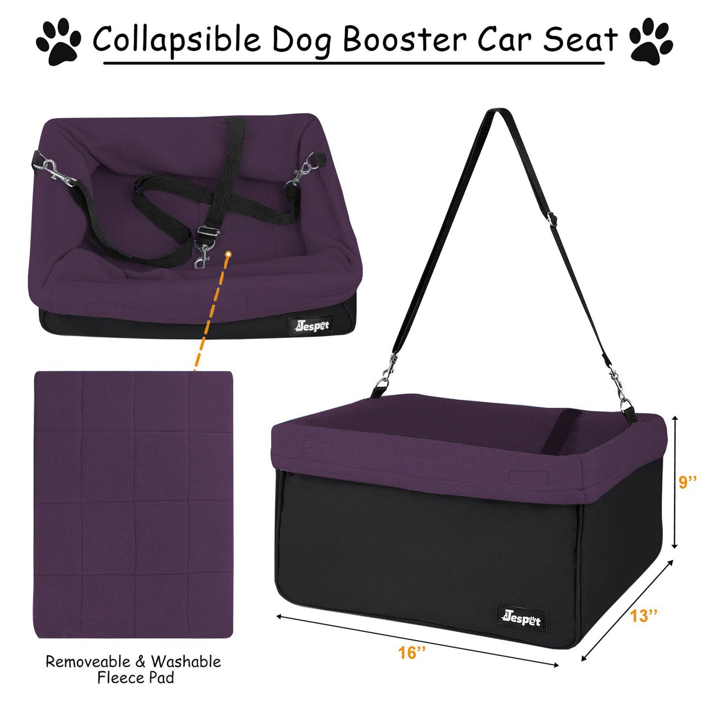 GOOPAWS & Jespet Portable Pet Safety Booster Dog Car Seat with Seat Belt - Pup List