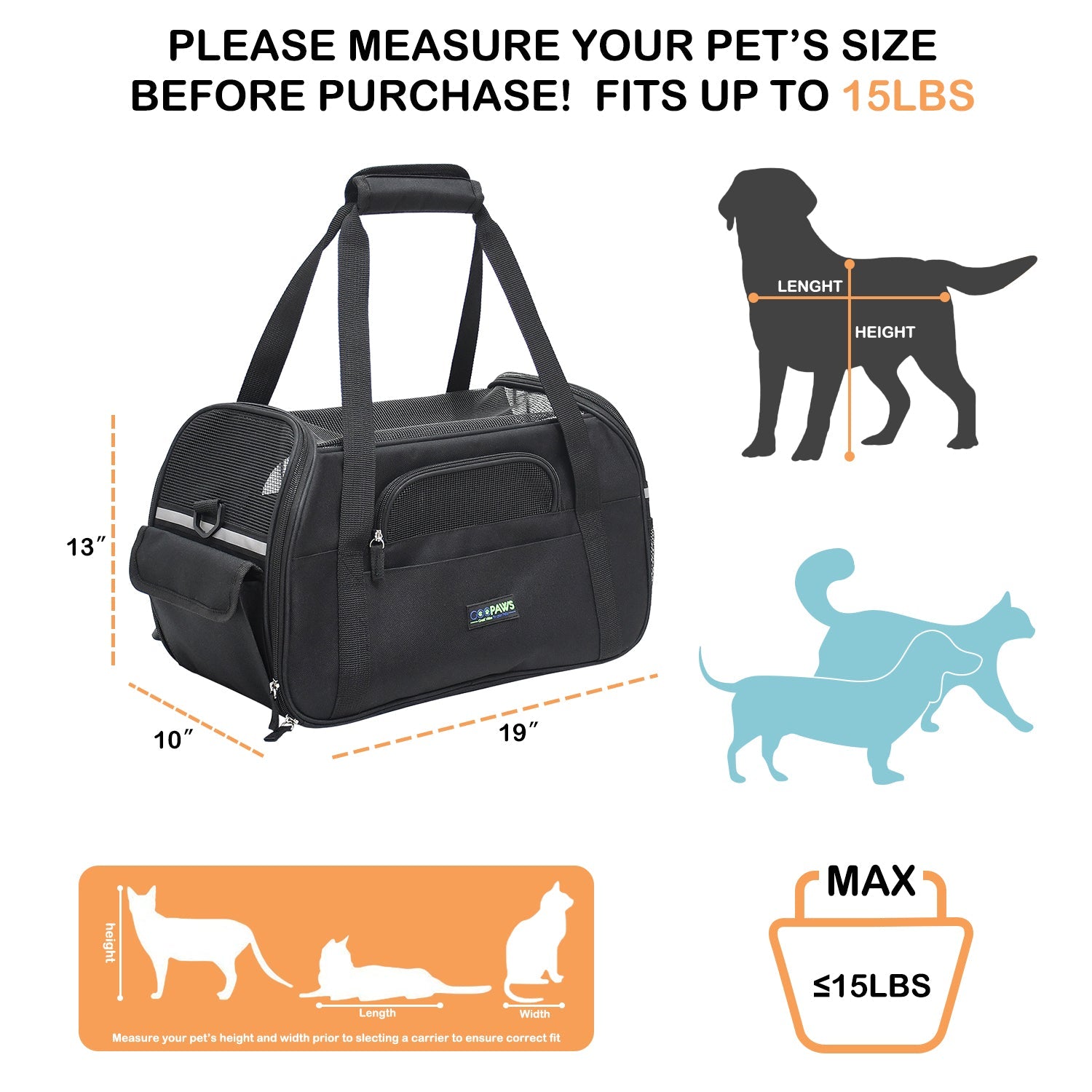 GOOPAWS Soft Sided Collapsible Airline Travel Pet Carrier Bag for Comfort and Travel - Pup List