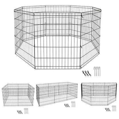 24" Dog Playpen Crate 8 Panel Fence Pet Play Pen Exercise Puppy Kennel Cage Yard - Pup List