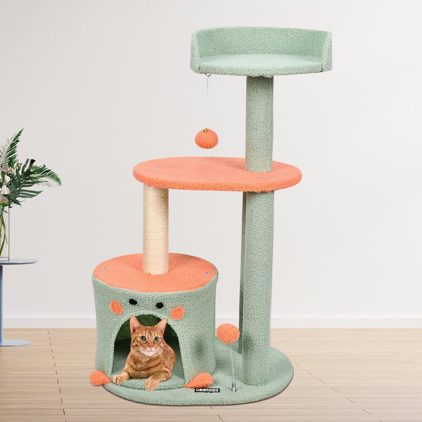 GOOPAWS 33-in Top Perch Cat Tree & Condo, Cream, 33.9''