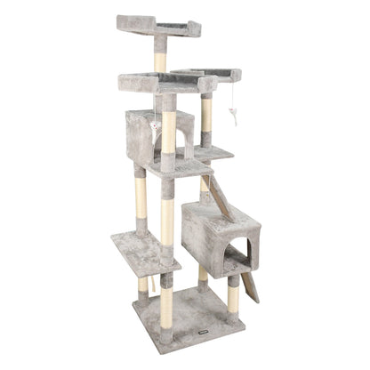 GOOPAWS Multi-Level 72-in Cat Tree & Condo, Grey, 72''