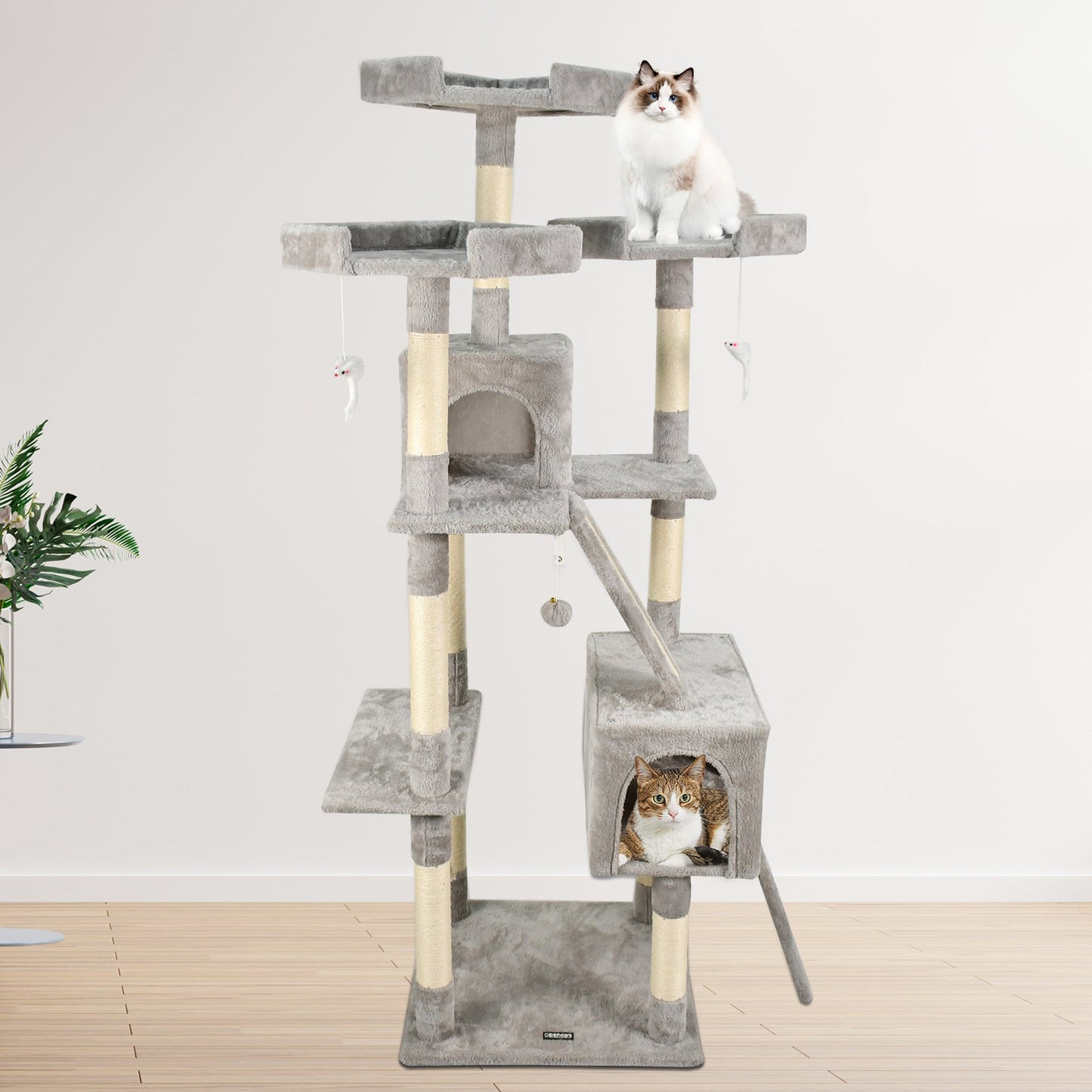 GOOPAWS Multi-Level 72-in Cat Tree & Condo, Grey, 72''