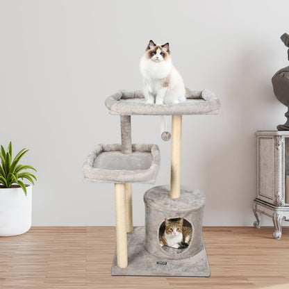 GOOPAWS 42-in Top Perch Cat Tree & Condo, Grey