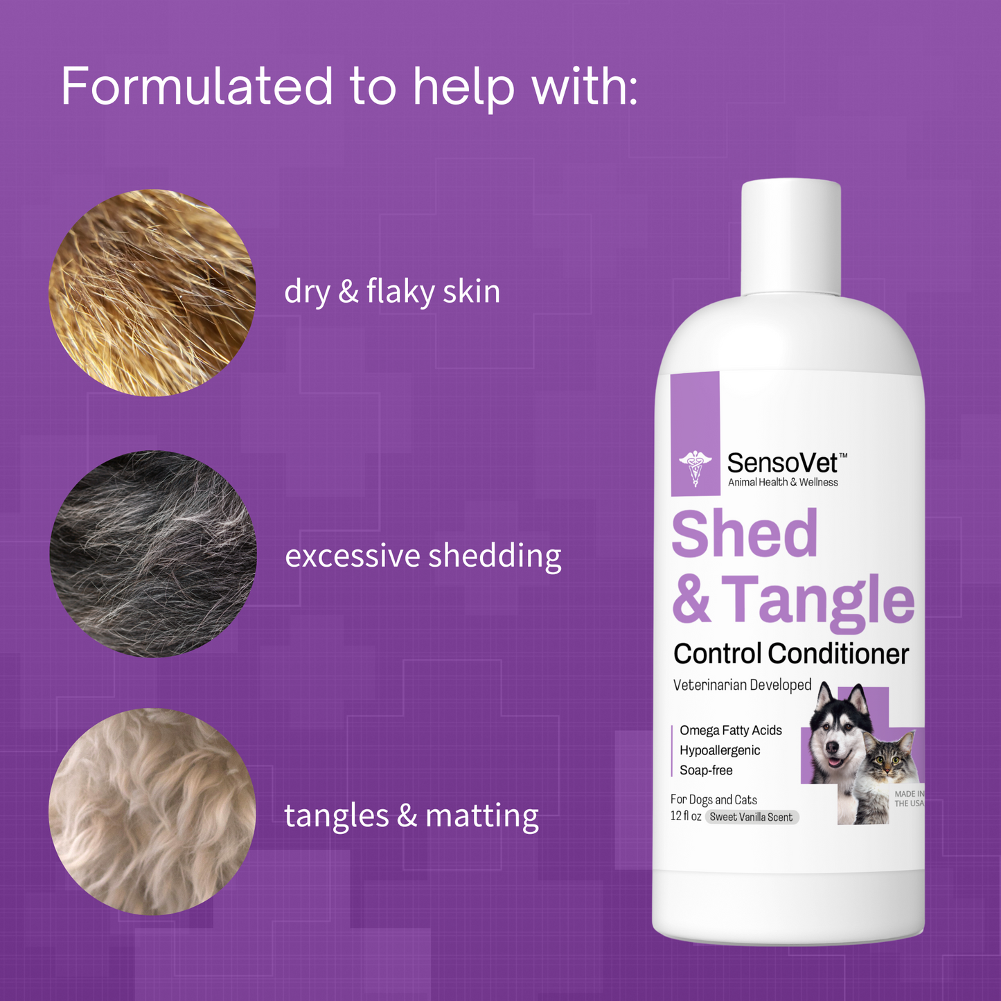 Shed & Tangle Control Conditioner for Dogs & Cats - 12oz