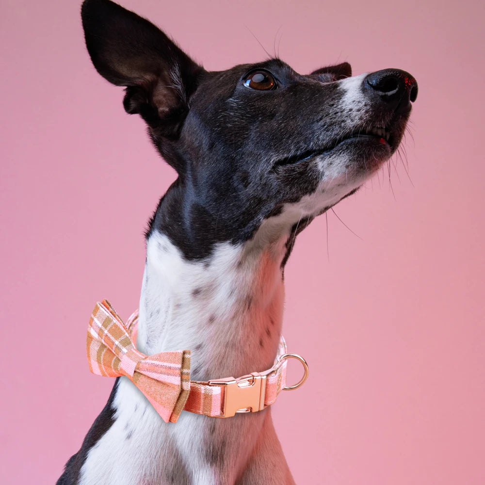 Plaid Collar with Bowtie with Free Engraving - Pup List