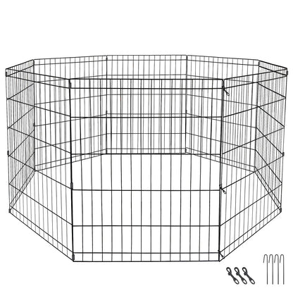 24" Dog Playpen Crate 8 Panel Fence Pet Play Pen Exercise Puppy Kennel Cage Yard - Pup List