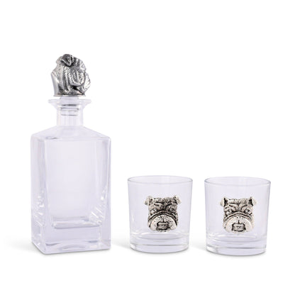 Bulldog Decanter Set with Glasses