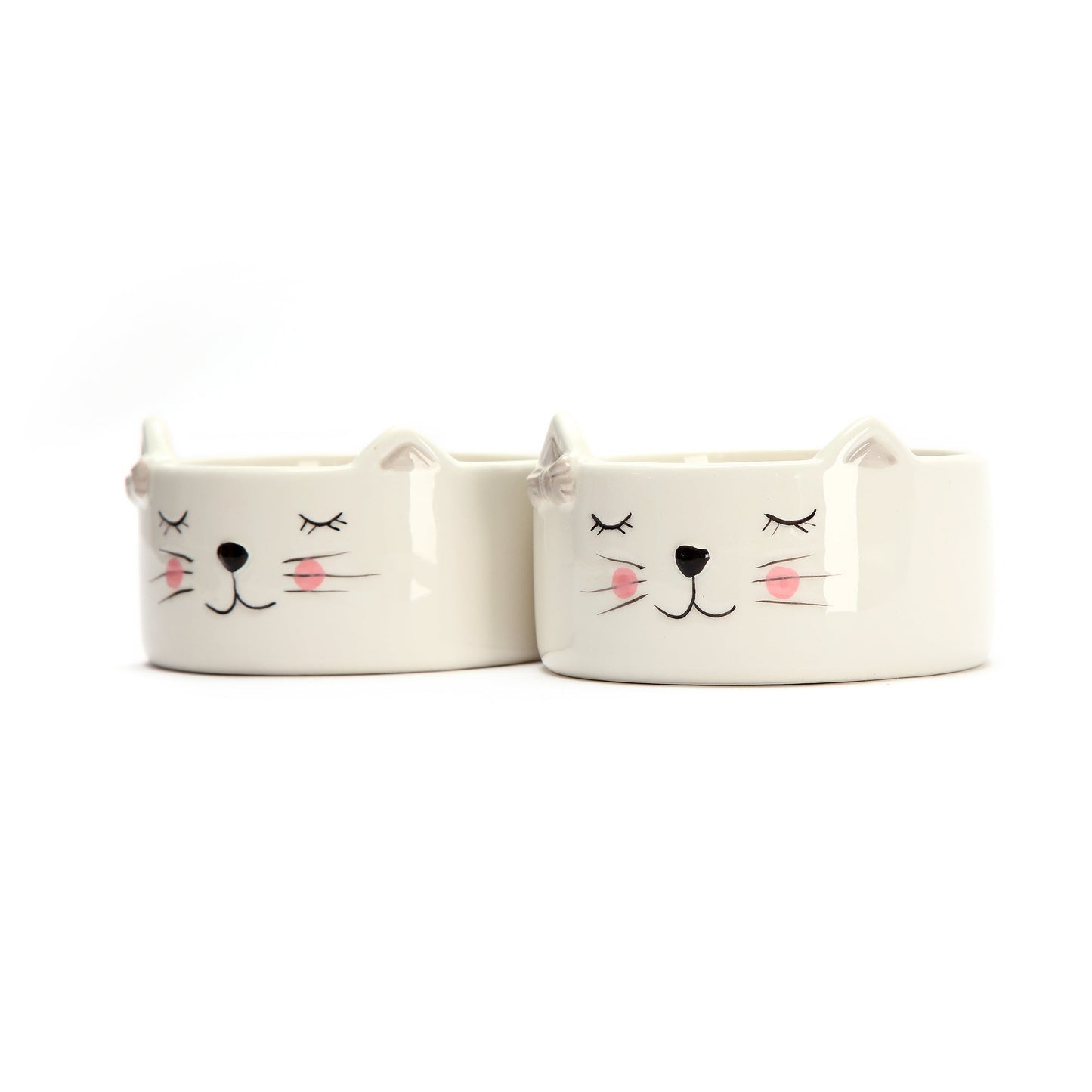 CUTE CERAMIC CAT BOWLS - SET OF 2 - Each bowl is 4.5" wide