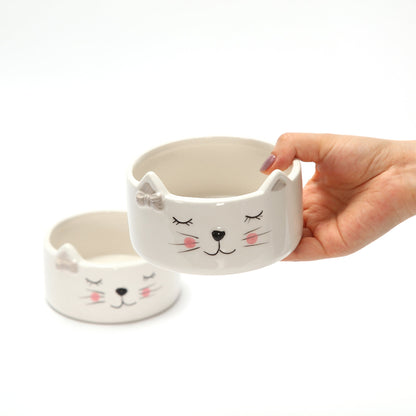 CUTE CERAMIC CAT BOWLS - SET OF 2 - Each bowl is 4.5" wide