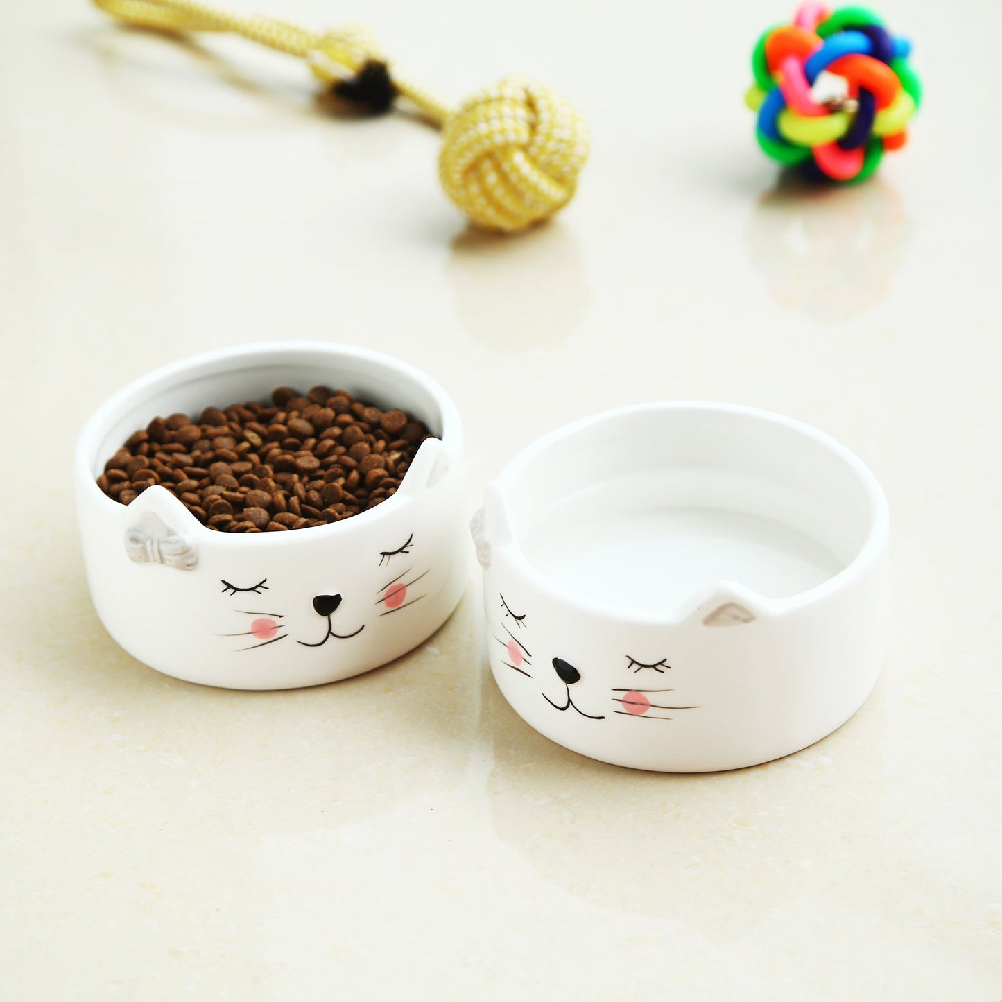 CUTE CERAMIC CAT BOWLS - SET OF 2 - Each bowl is 4.5" wide