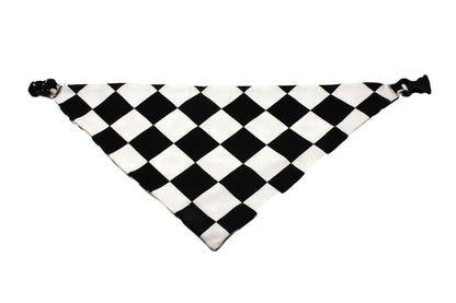 Black & White Flower/ Checkerboard Reversible Bandana