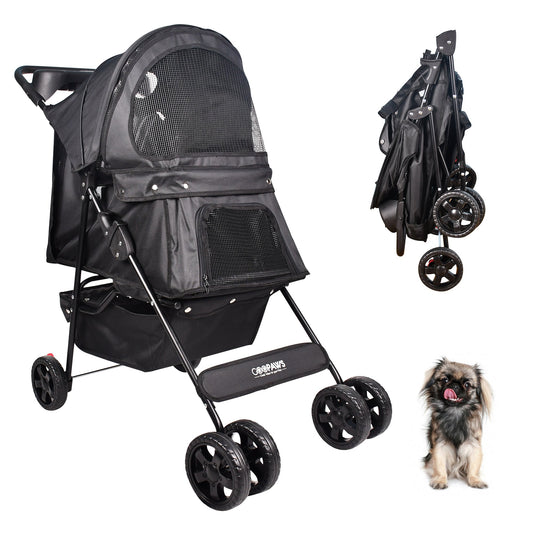 GOOPAWS 4-Wheel Promenade Pet Stroller for Small Dogs Cats, Black, 36'' - Pup List